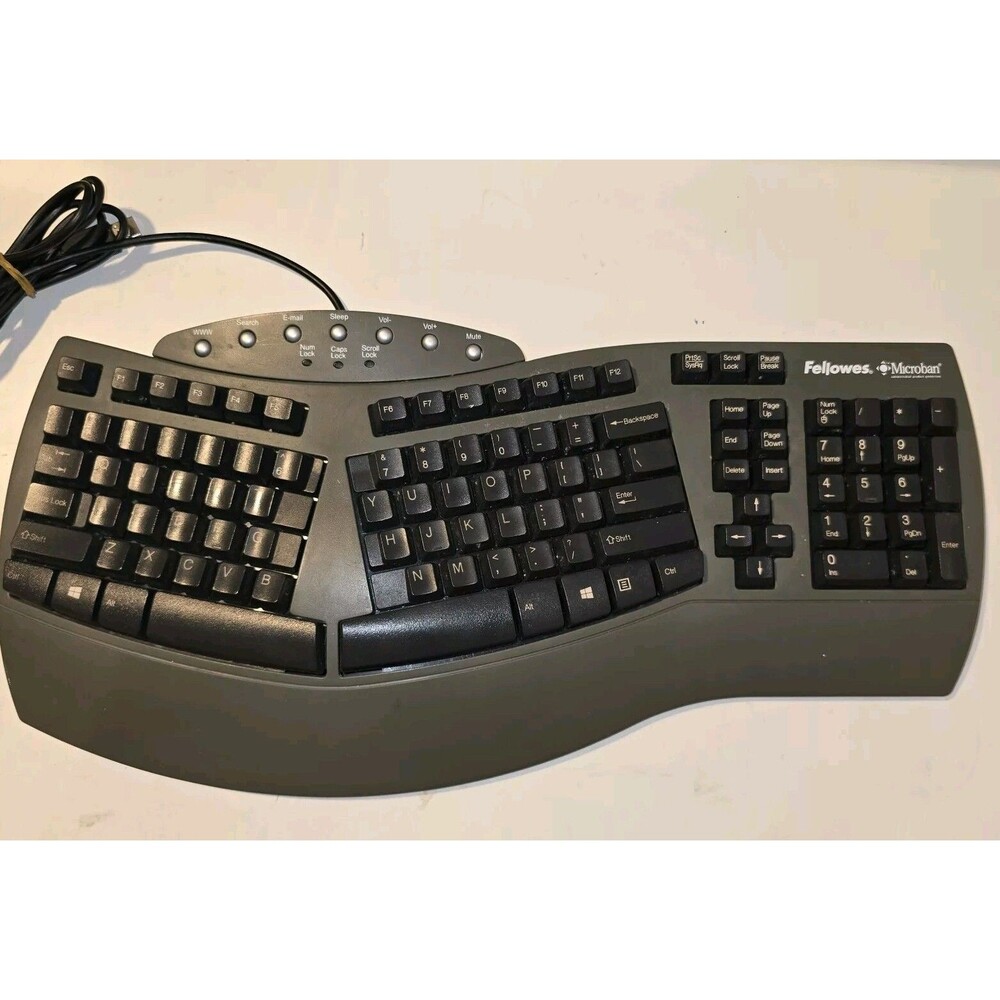 FELLOWES MICROBAN ERGONOMIC WIRED USB COMPUTER PC  KEYBOARD (KU-9938)
